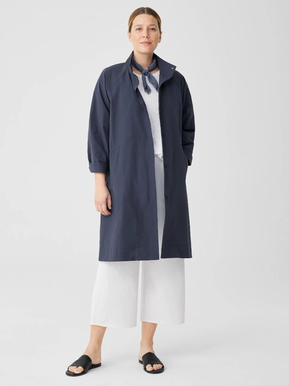EILEEN FISHER TRENCH COAT TEAL BRAND NEW WITH TAGS ** L